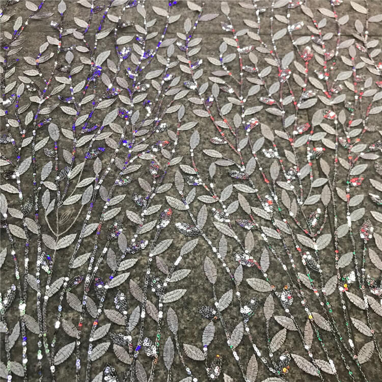 Sequin Evening Women's Polyester Embroidered Fabric for Women's Wear W 4